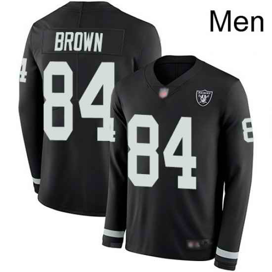 Mens Antonio Brown Limited Black Jersey Oakland Raiders Football 84 Jersey Therma Long Sleeve